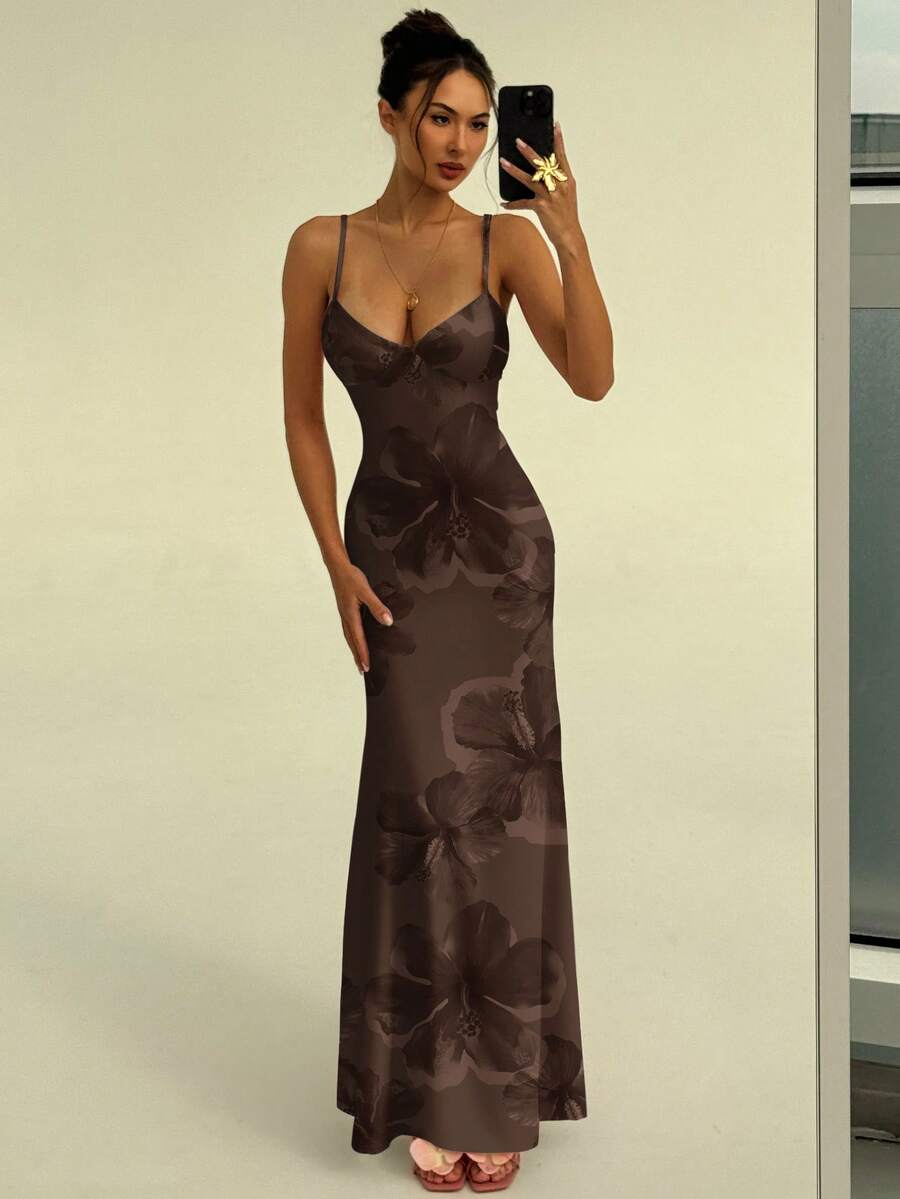 SOLARA - Floral Bodycon Maxi Dress