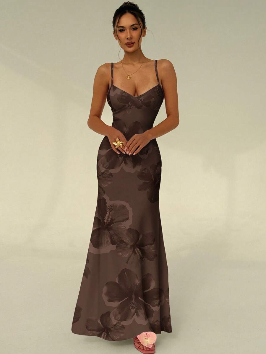 SOLARA - Floral Bodycon Maxi Dress