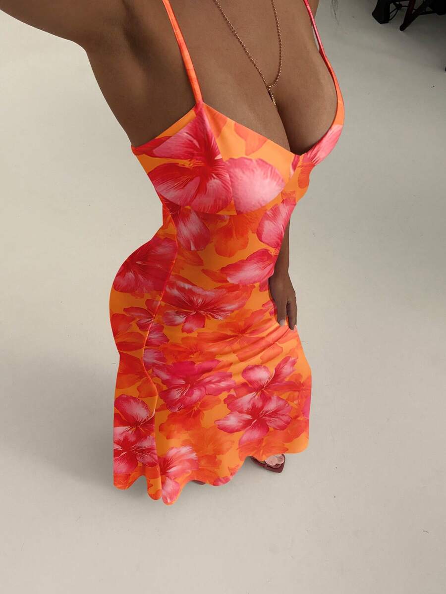 Soléa -Polka Dot Bodycon Maxi Dress