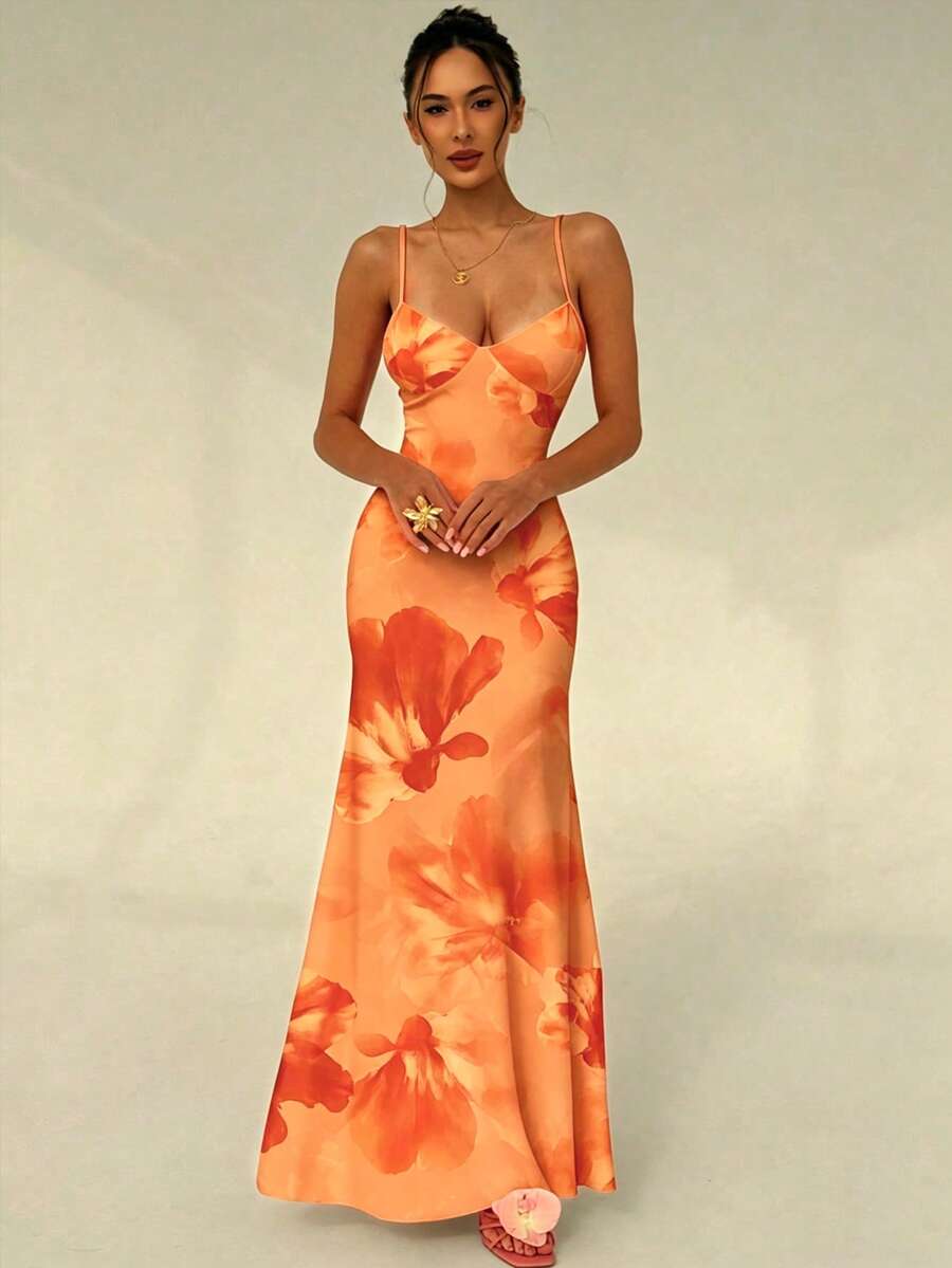 AZURA - Printed Cami Bodycon Maxi Dress