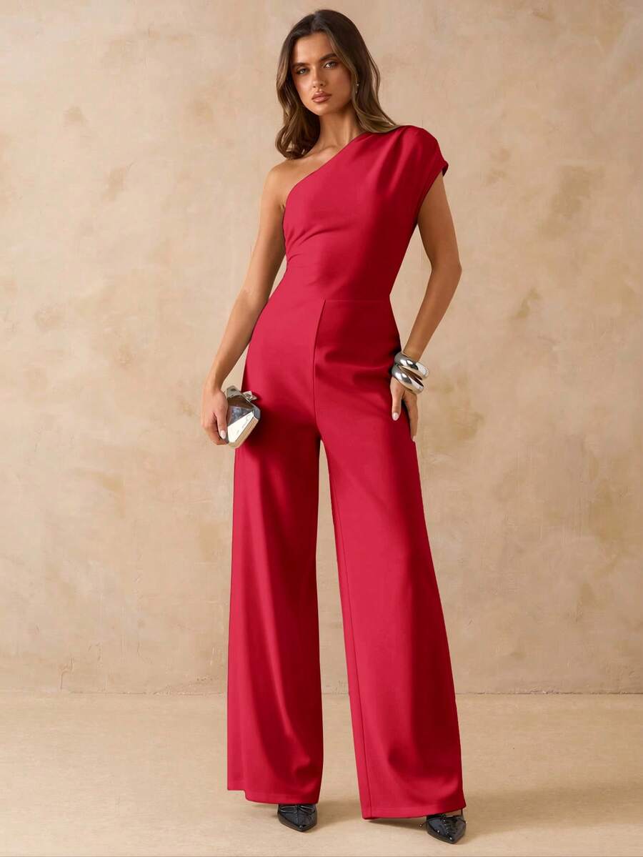 NORI - Asymmetrical One Shoulder Wide Leg Jumpsuit maxi dress
