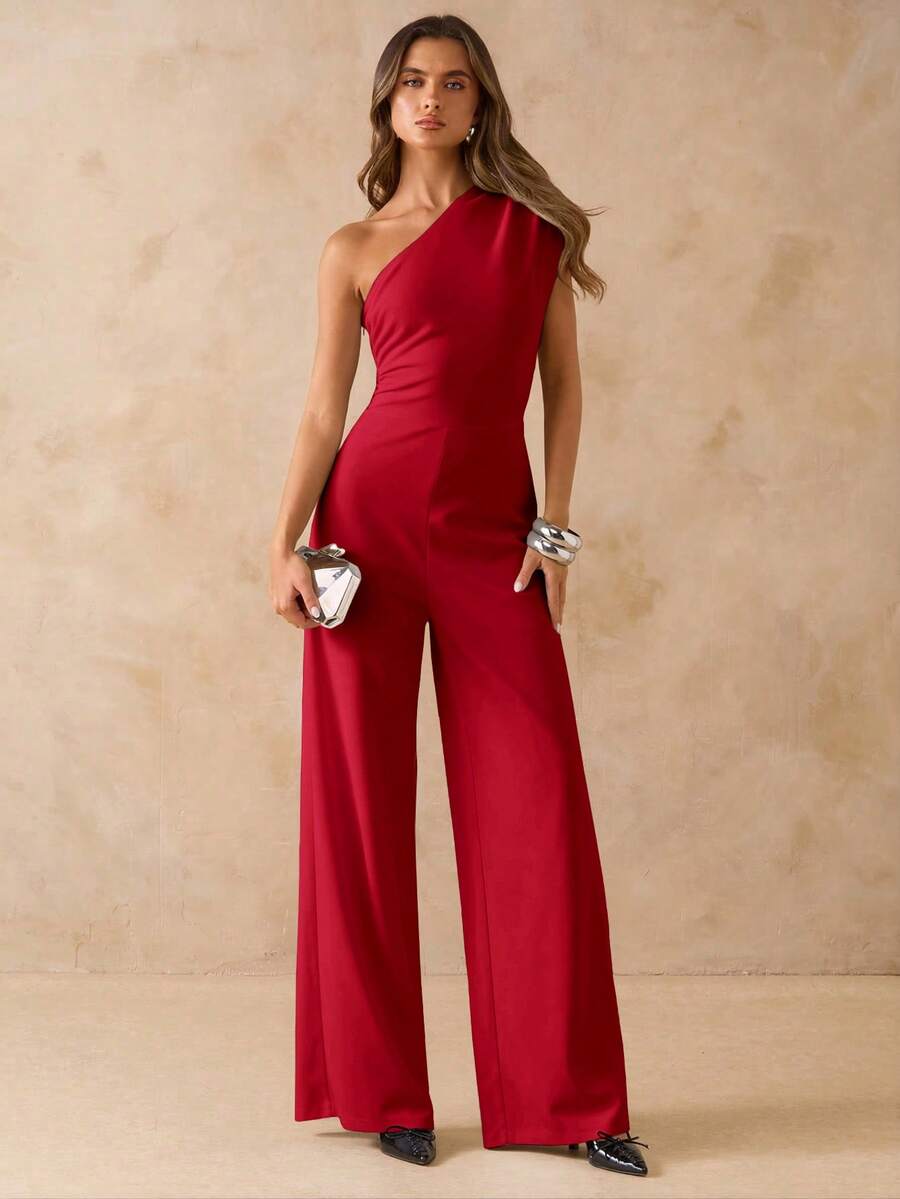 NORI - Asymmetrical One Shoulder Wide Leg Jumpsuit maxi dress