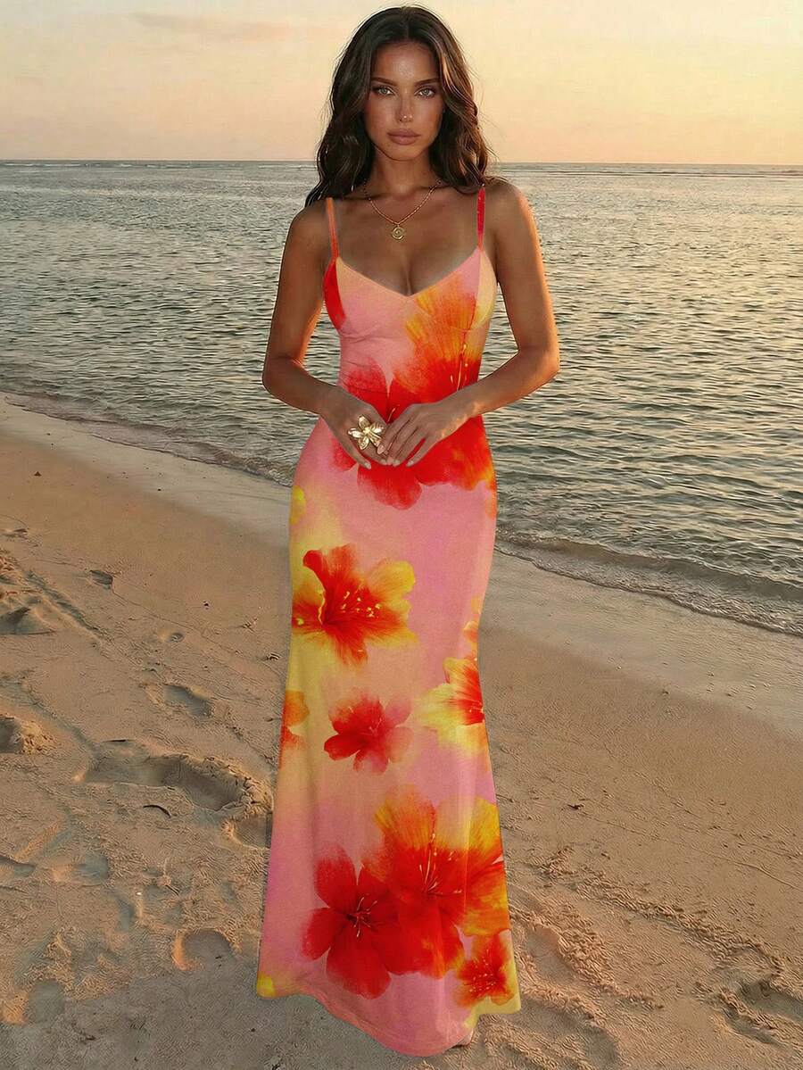 SOLARA - Floral Bodycon Maxi Dress Multicolor_5