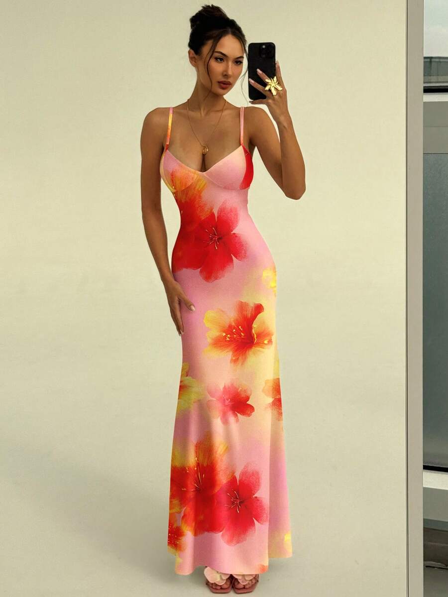 Soléa -Polka Dot Bodycon Maxi Dress