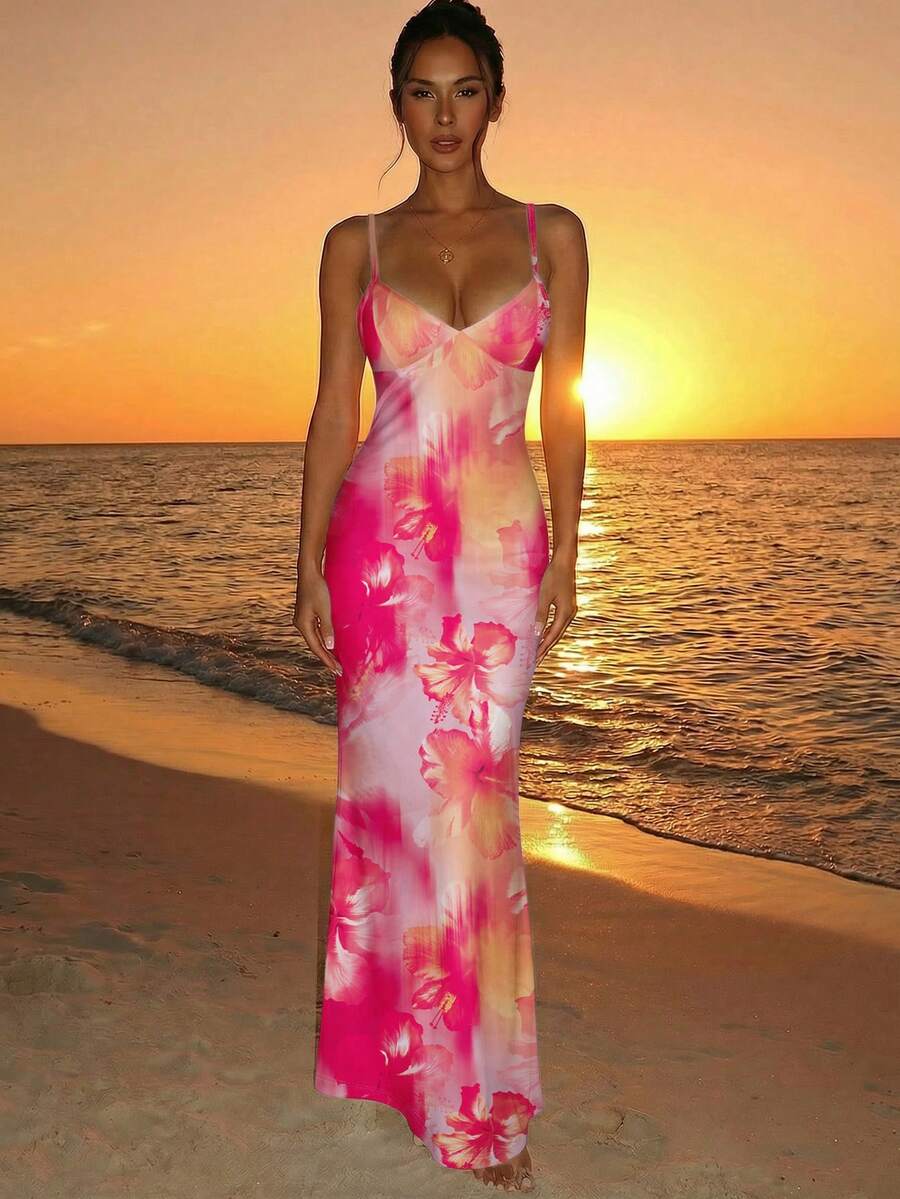 AZURA - Printed Cami Bodycon Maxi Dress