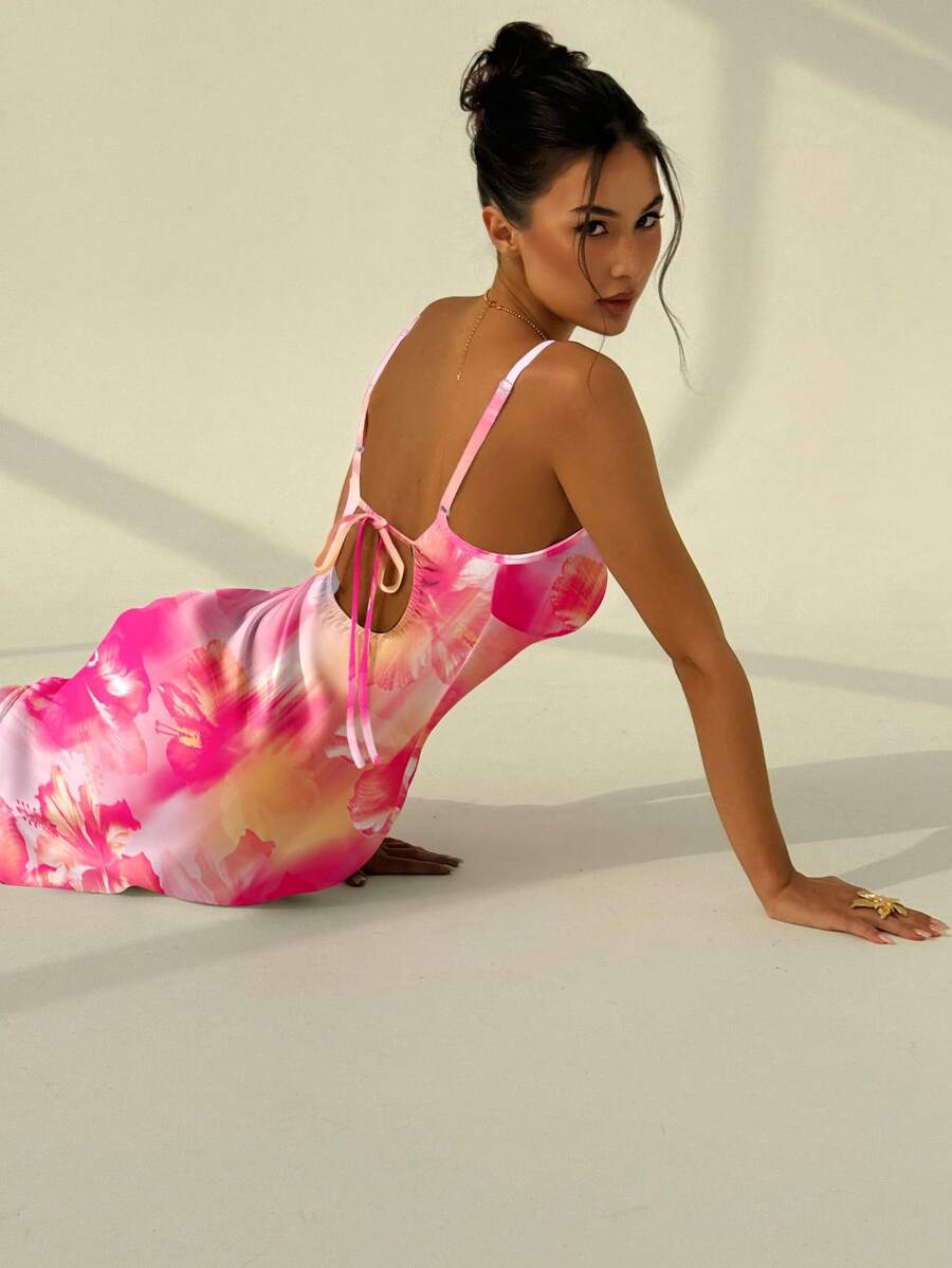 AZURA - Printed Cami Bodycon Maxi Dress
