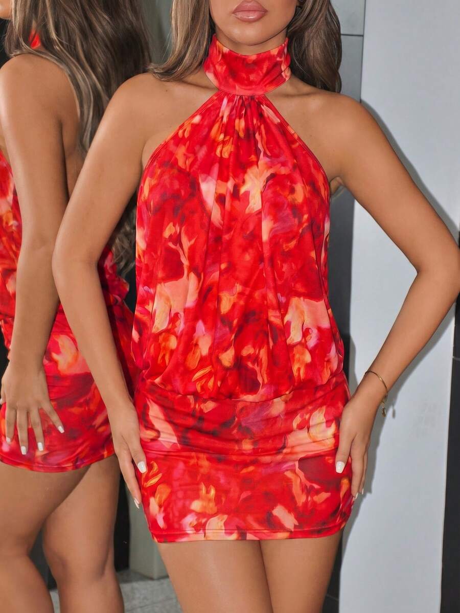 NOMA - High Neck Backless Bodycon Mini Dress
