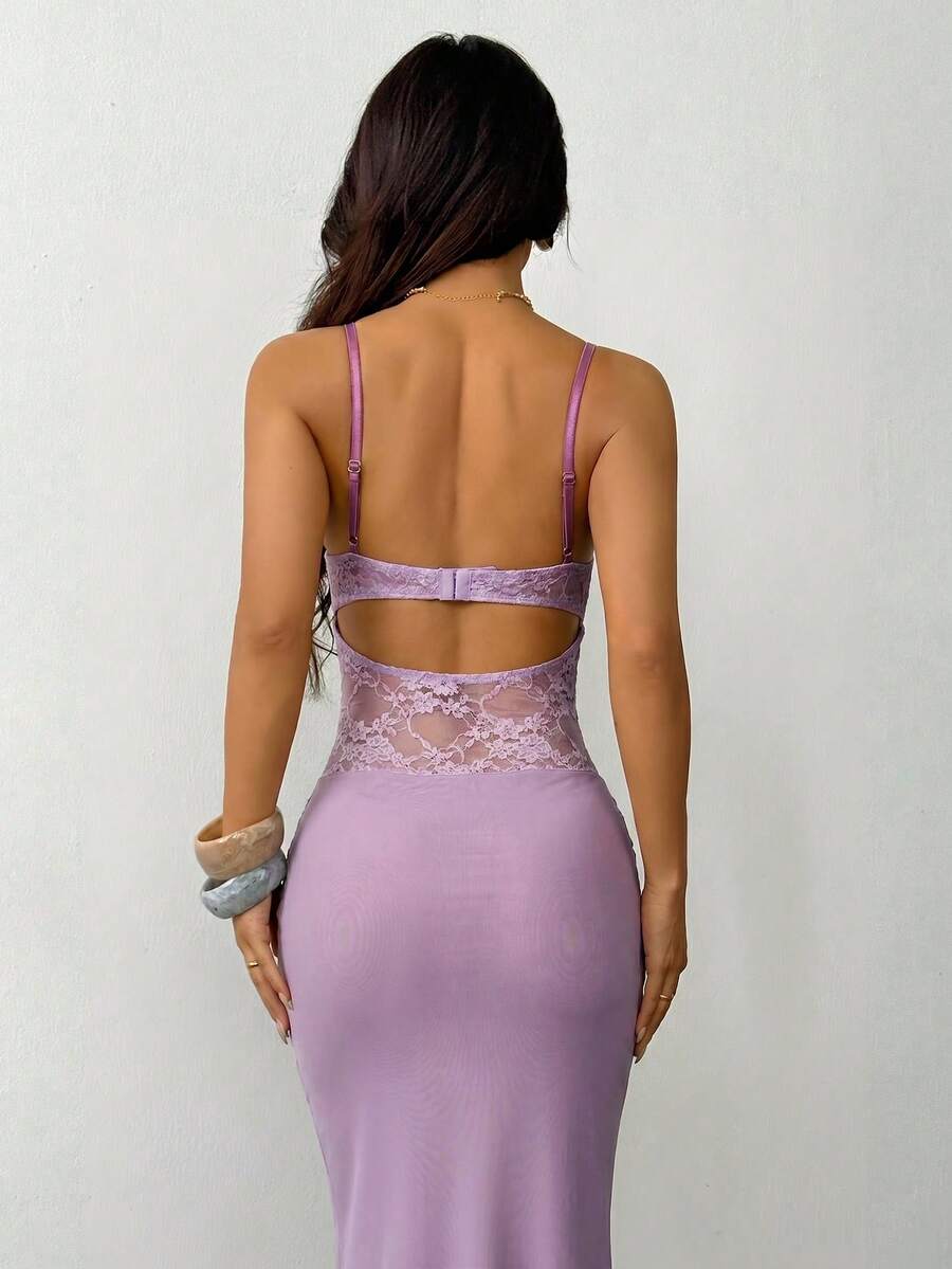 VALE -Lace Cami Bodycon Maxi Dress